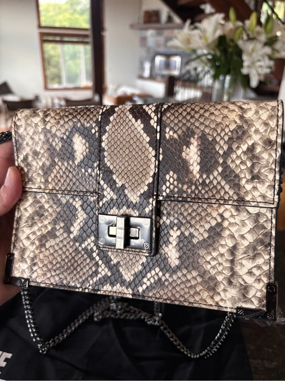 THE KOOPLES Emily Python Embossed Calf Leather Pouch Bag NWT MSRP $300